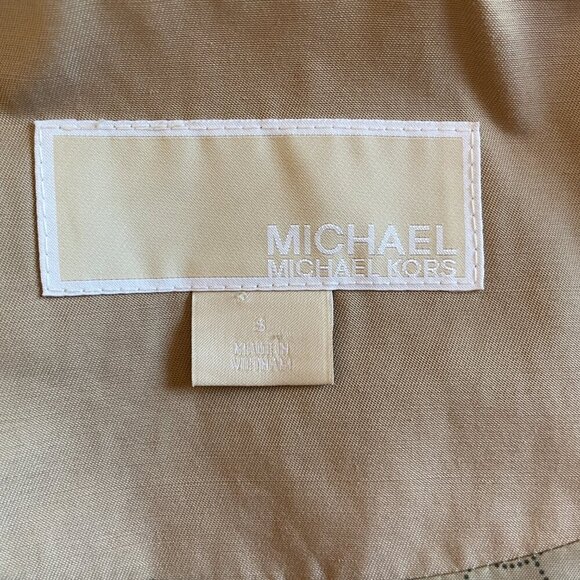 Michael Kors Asymmetrical Cotton Blend Trench Coat Draped Collar Tan, Size Small - Picture 8 of 14